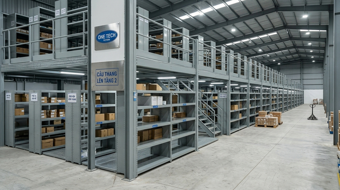 Bản vẽ 3D kệ sàn mezzanine cho kho hàng Cà Mau
