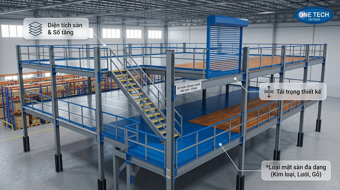 Báo giá kệ sàn mezzanine Cà Mau theo diện tích và tải trọng