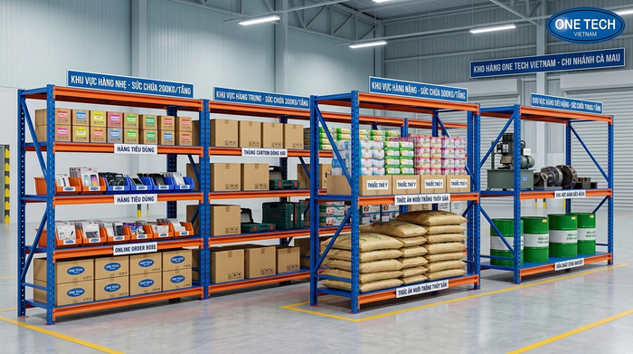 Tải trọng kệ trung tải Cà Mau Các mức tải trọng kệ trung tải Cà Mau từ 200kg đến 700kg mỗi tầng