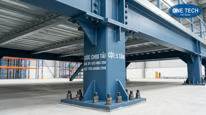 Cột trụ chịu lực của kệ sàn mezzanine tại Cà Mau