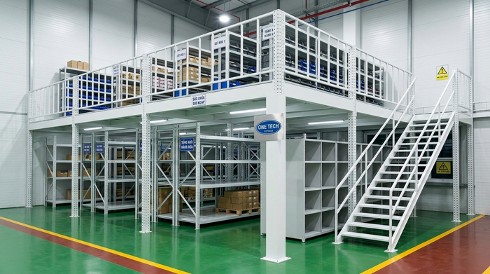 Kệ sàn mezzanine thực tế kết hợp sàn chứa hàng