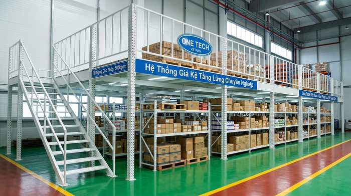 Kệ mezzanine thực tế kết hợp kệ phụ trên mặt sàn