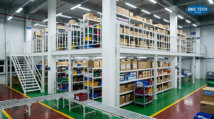 Kệ sàn mezzanine thực tế cho khu soạn đơn