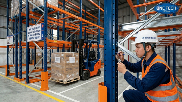 Kiểm tra an toàn vận hành kệ drive in trong kho hàng