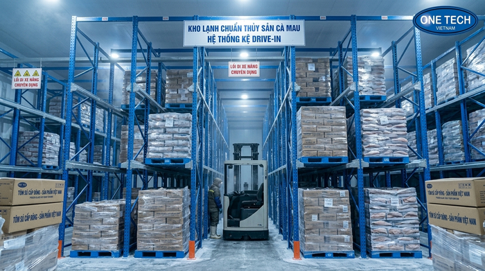 Kệ drive in trong kho lạnh thủy sản tại Cà Mau