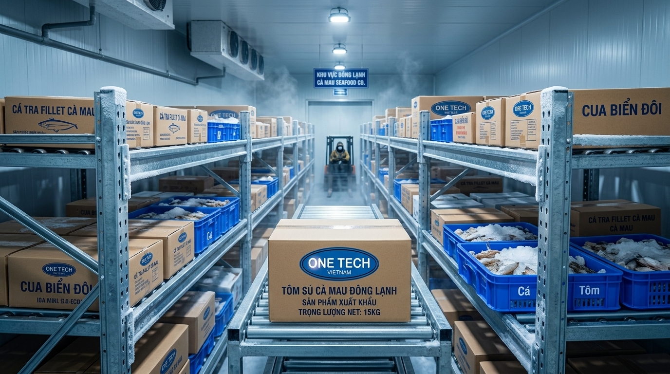 Kệ flowrack trong kho lạnh thủy sản tại Cà Mau cần chú ý độ ẩm và tải trọng