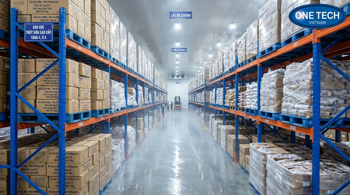 Kệ kho lạnh Selective tại Cà Mau cho pallet thủy sản