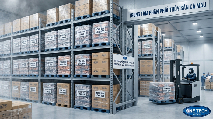 Kệ pallet Cà Mau trong kho thủy sản cần chịu tải tốt và chống ẩm