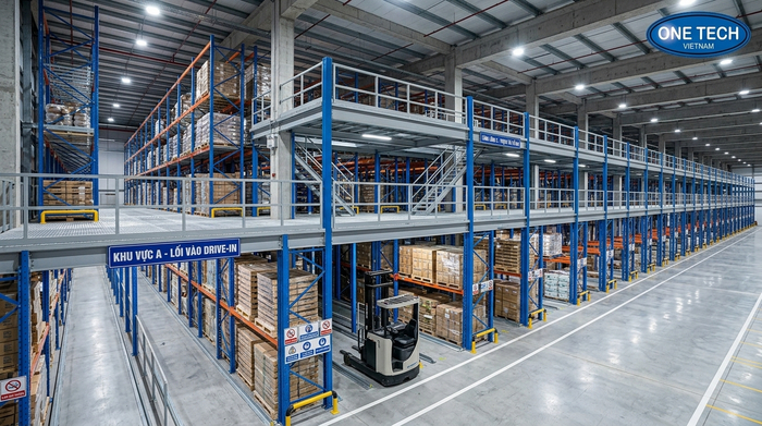 Kệ sàn mezzanine drive in cho kho pallet mật độ cao