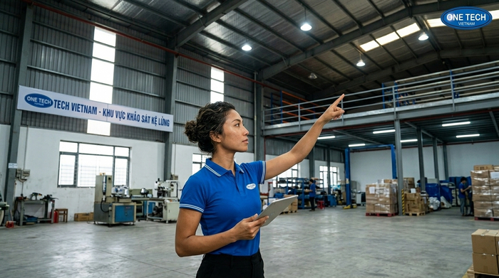 Khảo sát kho trước khi lắp kệ sàn mezzanine Cà Mau