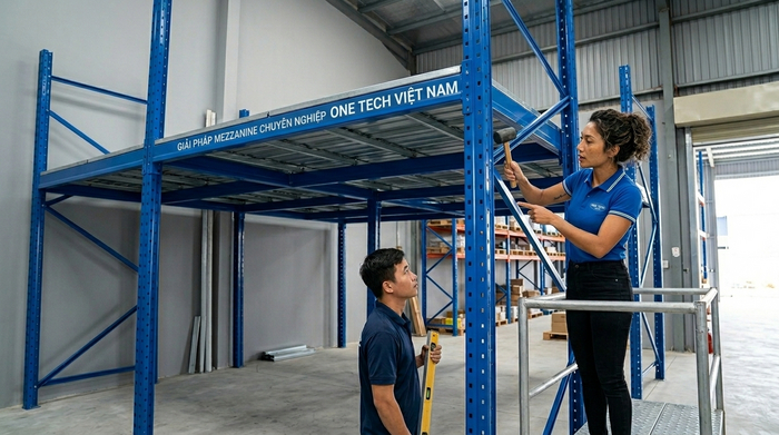 Thi công lắp đặt kệ sàn mezzanine tại Cà Mau