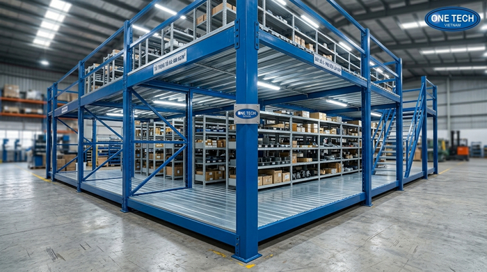Mặt sàn tôn gân cho kệ mezzanine trong kho