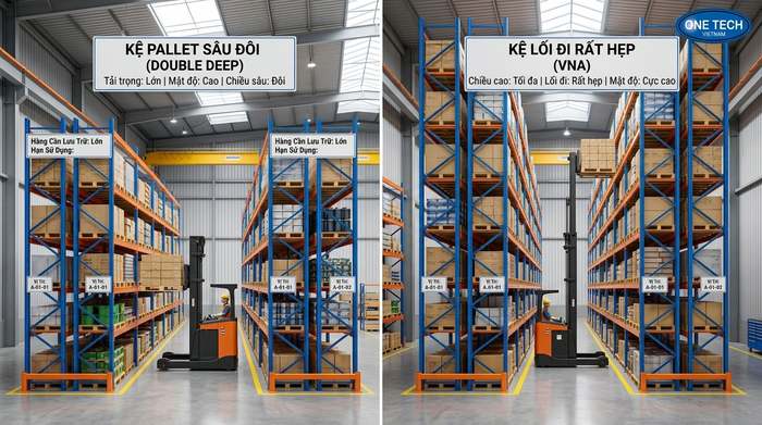 So sánh các loại kệ pallet Cà Mau theo mật độ lưu trữ và khả năng tiếp cận