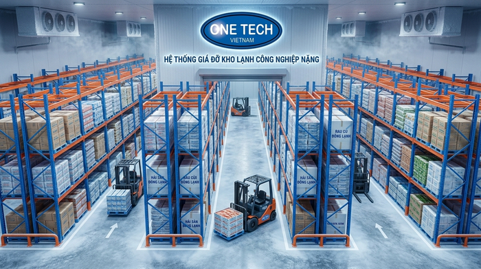 Thiết kế bố trí kệ kho lạnh Cà Mau theo lối xe nâng