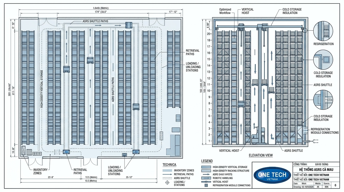 Bản vẽ thiết kế Kệ kho ASRS Cà Mau theo mặt bằng thực tế Bản vẽ thiết kế Kệ kho ASRS Cà Mau theo mặt bằng thực tế