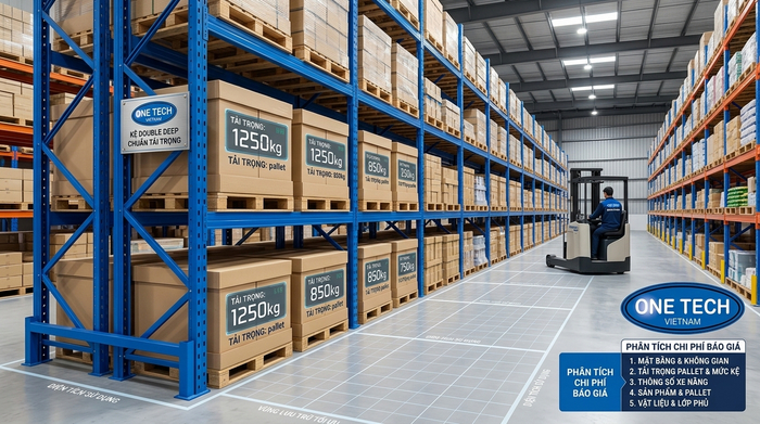 Báo giá kệ Double Deep Cà Mau cần dựa trên mặt bằng và tải trọng pallet