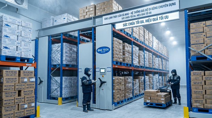 Kệ di động cho kho lạnh thủy sản Cà Mau Kệ di động dùng trong kho lạnh thủy sản tại Cà Mau