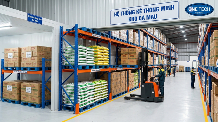 Phân khu hàng hóa khoa học trên kệ kho thông minh Phân khu hàng hóa trên kệ kho thông minh tại Cà Mau
