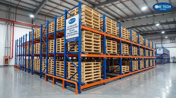 Kệ Push Back Cà Mau giúp tăng sức chứa kho pallet