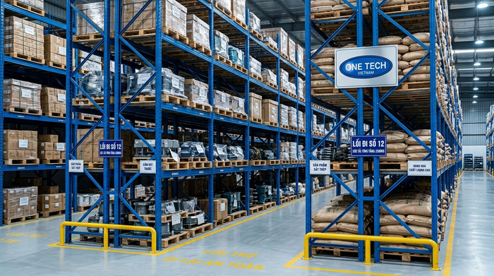 Kho hàng sử dụng kệ sắt công nghiệp tải nặng tại Cà Mau
