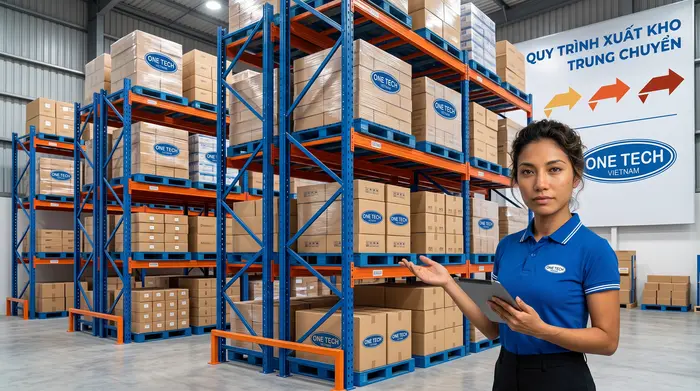 Khu vực hàng chờ xuất trong kho trung chuyển Khu vực staging hàng chờ xuất trong kho trung chuyển Cà Mau