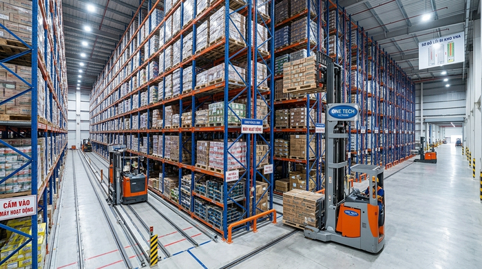 Xe nâng chuyên dụng cho kệ narrow aisle Xe nâng chuyên dụng hoạt động trong lối đi hẹp của hệ thống kệ VNA