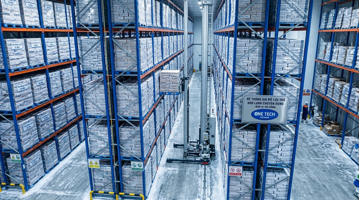 Stacker crane giúp tối ưu mật độ lưu trữ trong kho hàng Cà Mau