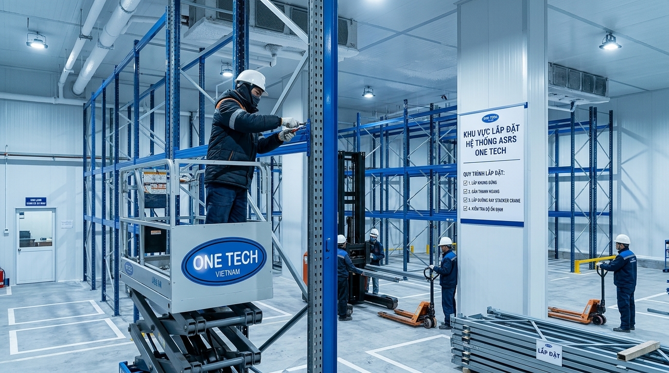 Quy trình lắp đặt Kệ kho ASRS Cà Mau Quy trình lắp đặt Kệ kho ASRS Cà Mau cho kho lạnh và kho pallet