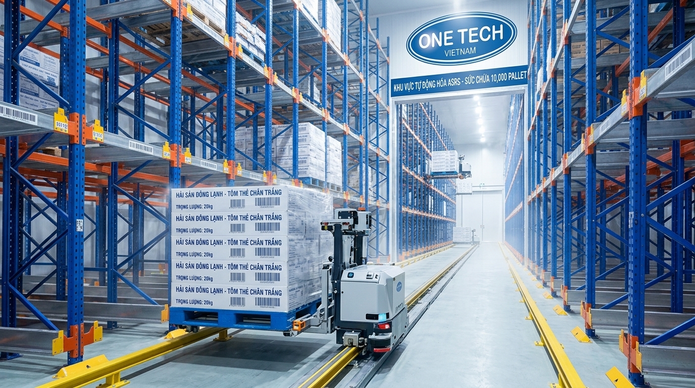 Robot shuttle lấy pallet trong hệ thống ASRS kho thủy sản Cà Mau Robot shuttle lấy pallet trong hệ thống ASRS kho thủy sản Cà Mau