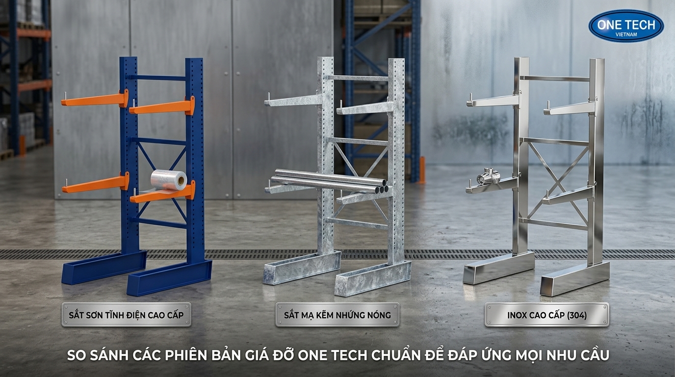 So sánh vật liệu thép sơn tĩnh điện mạ kẽm và inox cho kệ tay đỡ Cà Mau