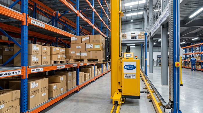 Mô hình Stacker-Crane Cà Mau trong hệ thống kho tự động ASRS