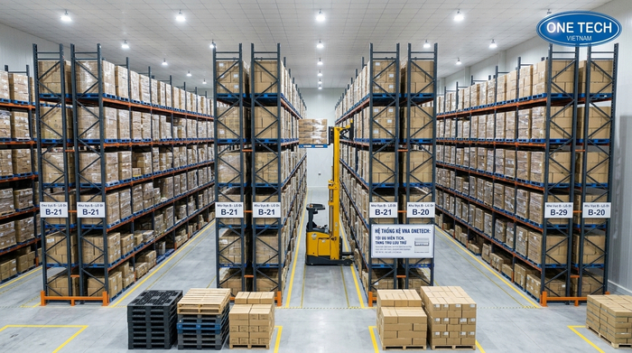 Tối ưu không gian kho Cà Mau với kệ Narrow Aisle Tối ưu không gian kho tại Cà Mau bằng kệ VNA lối đi hẹp