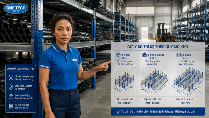 Gợi ý bố trí kệ ống thép theo quy mô kho Gợi ý bố trí kệ ống thép theo quy mô kho