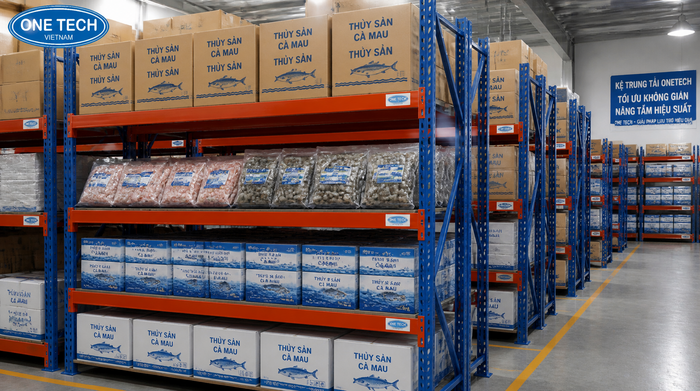Kệ trung tải cho phân phối thủy sản và hàng carton tại Cà Mau