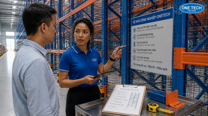 Khảo sát kho trước khi lắp kệ logistics tại Cà Mau