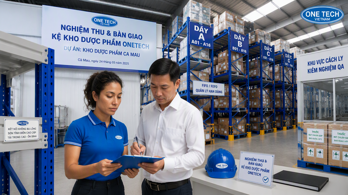 Nghiệm thu bàn giao kệ kho y tế Cà Mau Nghiệm thu và bàn giao kệ kho y tế Cà Mau sau khi lắp đặt hoàn thiện