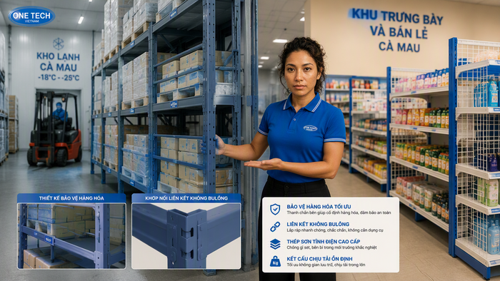 Ứng dụng kệ xếp chồng Cà Mau Ứng dụng kệ xếp chồng tại kho lạnh và cửa hàng Cà Mau