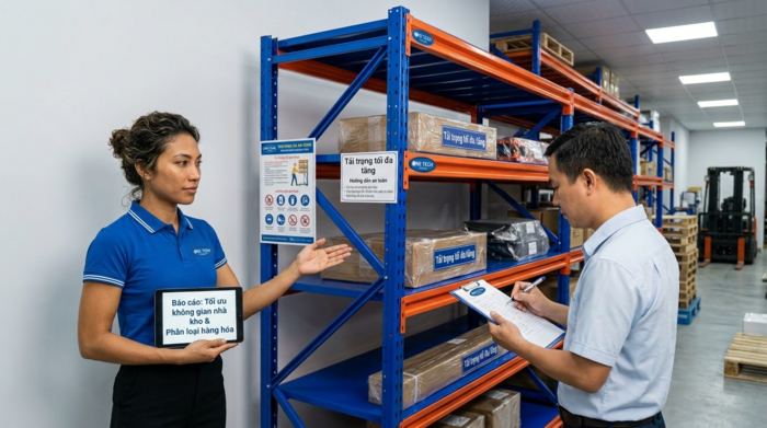 Bàn giao kệ trung tải và hướng dẫn sử dụng an toàn cho kho hàng